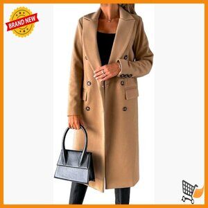 Long Wool Peacoat Double Breasted Trench Coat Winter Warm Jacket